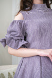 Off Shoulder Midi Dress in Purple 