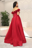 Off-shoulder taffeta evening dress 