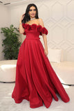 Off-shoulder taffeta evening dress 