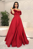 Off-shoulder taffeta evening dress 