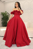 Off-shoulder taffeta evening dress 