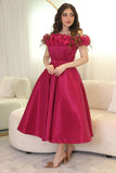 Off-shoulder taffeta evening dress 