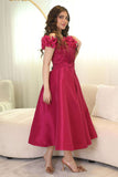 Off-shoulder taffeta evening dress 