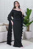 Black Off Shoulder Slim Fit Long Dress 