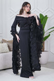 Black Off Shoulder Slim Fit Long Dress 