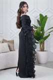 Black Off Shoulder Slim Fit Long Dress 