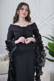 Black Off Shoulder Slim Fit Long Dress 