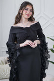 Black Off Shoulder Slim Fit Long Dress 