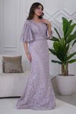 Long embroidered evening dress decorated with rhinestones in pink color 