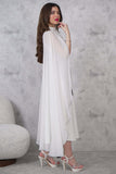 Elegant midi dress with a cape design and embellished with beads 