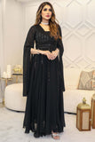 Long evening dress with cape sleeves 