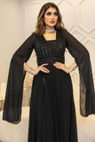 Long evening dress with cape sleeves 