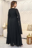 Long evening dress with cape sleeves 