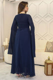 Long evening dress with cape sleeves 