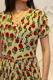 Rose midi jalabiya with short sleeves 