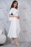 White Side Tie Midi Dress 