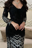 Black Crystal and Rhinestones Tight Evening Dress 