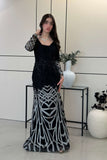 Black Crystal and Rhinestones Tight Evening Dress 