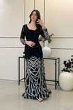 Black Crystal and Rhinestones Tight Evening Dress 