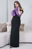 Classic Maxi Dress with Draped Bow in Black 