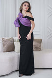 Classic Maxi Dress with Draped Bow in Black 