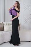 Classic Maxi Dress with Draped Bow in Black 