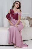 Classic Fitted Maxi Dress with Draped Bow in Pink 