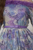 Midi off-shoulder dress embellished with sequins 