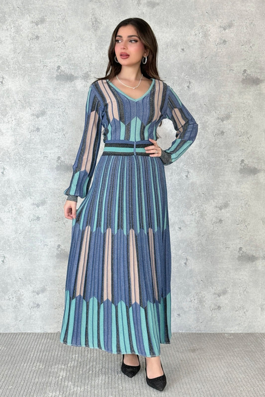 Stretch pleated maxi dress 