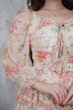 Floral print layered midi dress 