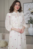 Embroidered dress with roll neck and tie 