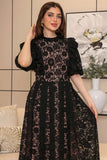 Pleated lace midi dress 