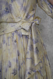 Pleated midi dress with tie at waist 