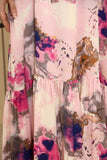 Floral crepe dress with puff sleeves 
