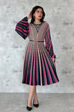 Short striped dress with belt at the waist 