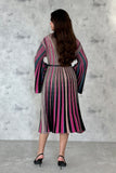 Short striped dress with belt at the waist 