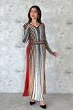 Pleated striped maxi dress 