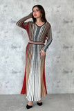 Pleated striped maxi dress 