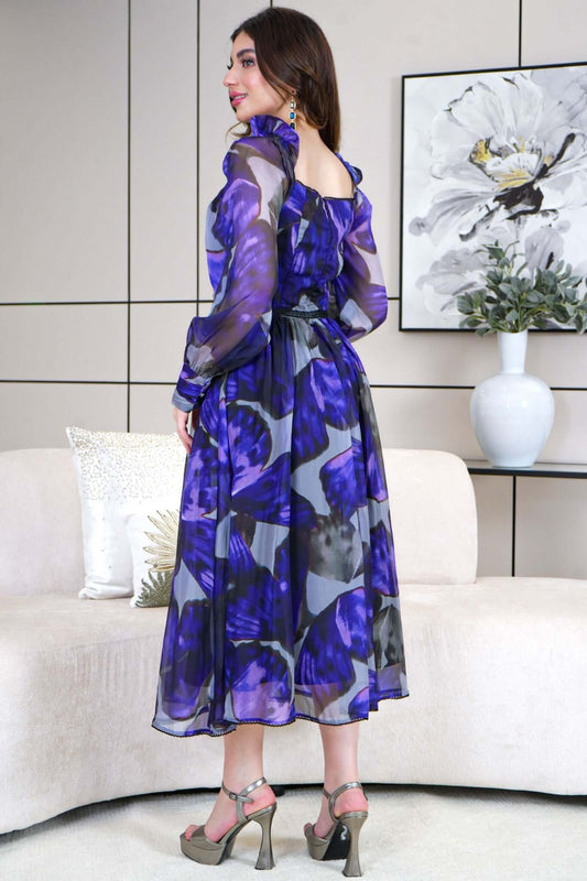 Elegant organza dress with butterfly print 