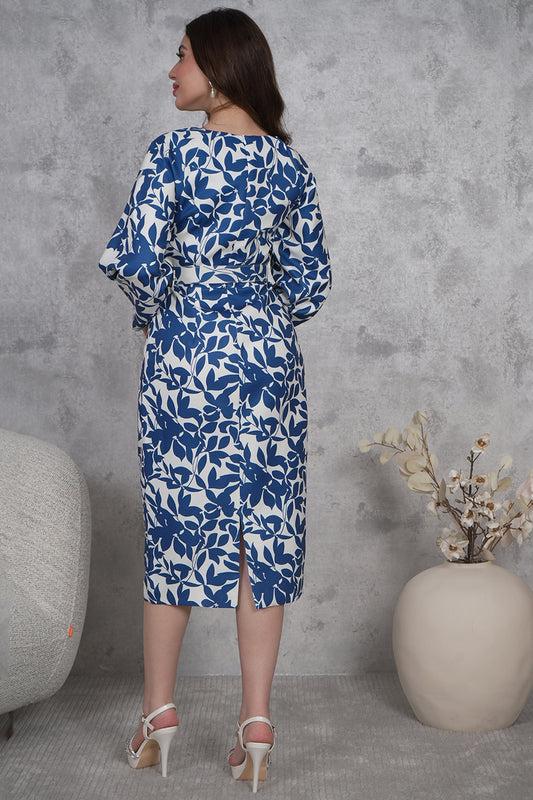 Classic midi dress with floral prints 