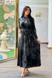 Velvet leaf print maxi dress 