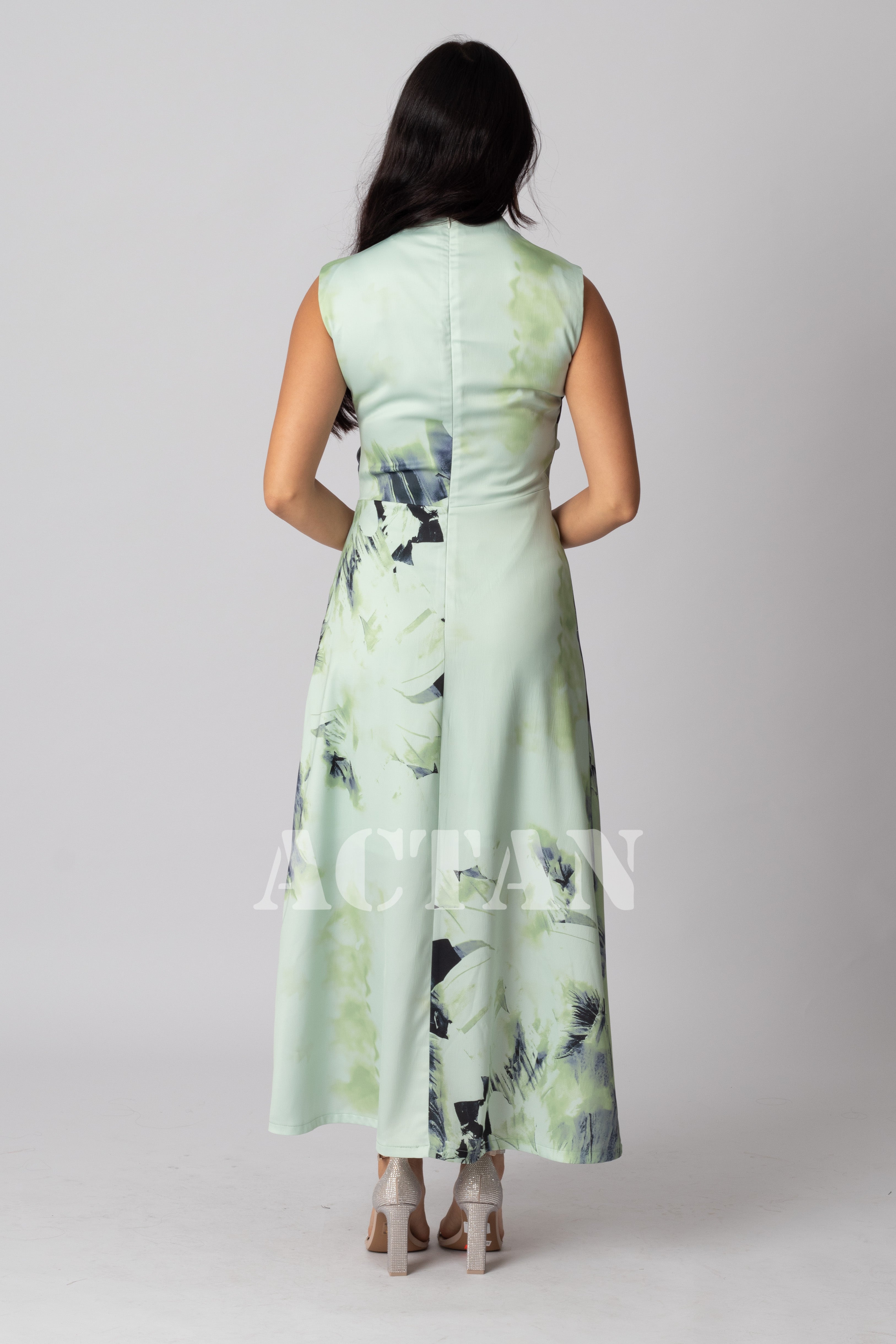 Floral Print Crepe Maxi Dress 