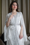 White Embellished Cape Sleeve Kaftan 