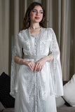 White Embellished Cape Sleeve Kaftan 