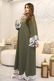 Striped maxi jalabiya decorated with details on the sleeves 