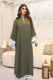 Striped maxi jalabiya decorated with details on the sleeves 