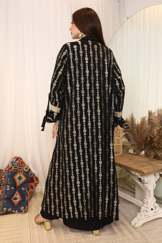 Asymmetric abaya with long sleeves 