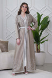 Beige Embroidered Two Piece Kaftan 