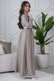 Beige Embroidered Two Piece Kaftan 