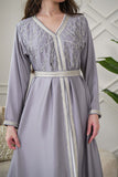 Grey Embroidered Two Piece Kaftan 